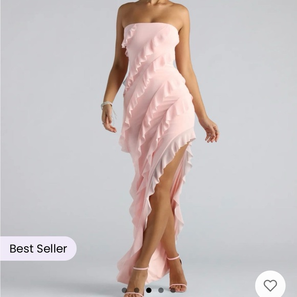 Pink Ruffle Prom Dress - Picture 3 of 3
